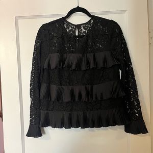 J. Crew lace and silk ruffle blouse